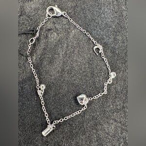 NWT Coach Silver Charm Bracelet Dust Bag Heart Crystal